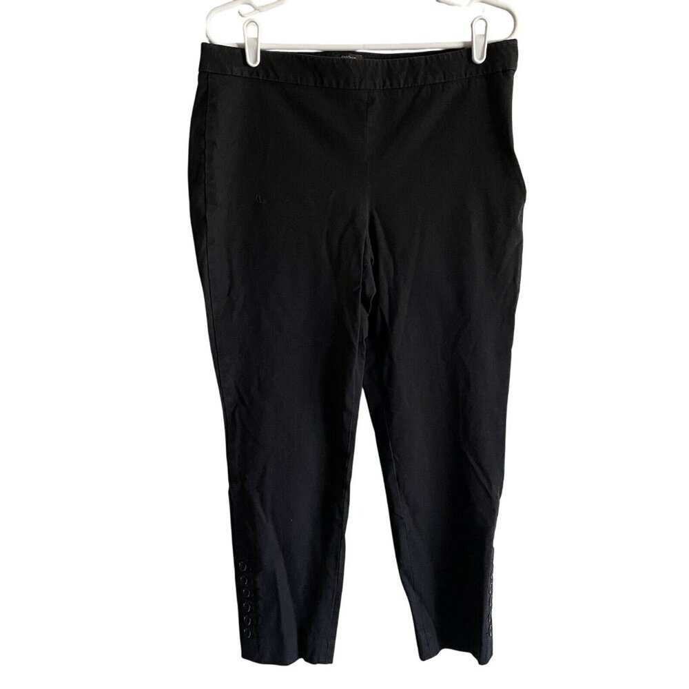 Talbots Wmn Petite 12P Black Chatham Side Zip Taper Leg Button Hem Ankle Pant